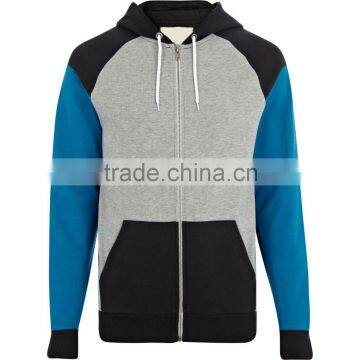 Raglan Sleeves Zip Hooded Sweatshirt