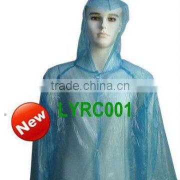 Disposable blue waterproof plastic raincoat