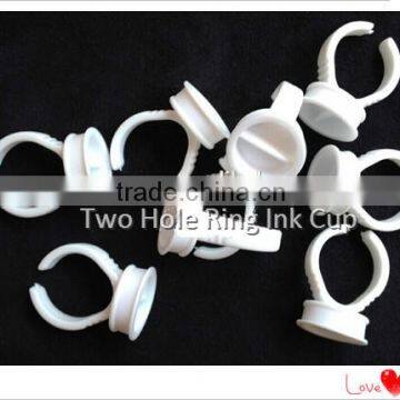 100 pcs Permanent Makeup Two Hole Ring Ink Container Holders / Caps for tattoo ink Easy Ring cup