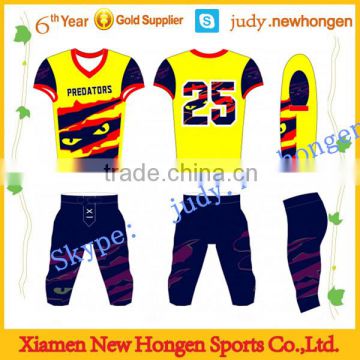 sublimation college football jersey, football jersey blue and yellow