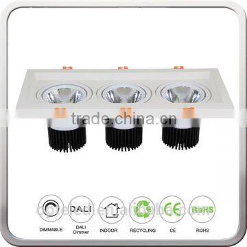 recessed commercial grille lighting rotatable 1x8w 2x8W 3x8w cob square led downlight retrofit