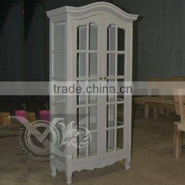 Antique Display Glass Cabinets With Painted Finish, Taupe Series