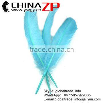 CHINAZP Feather Exporting Good Quality Dyed Light Blue Wild Solid Color Turkey Pointers Wing Quill Feathers