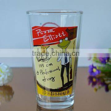 16oz Drinking glass cup with decal for sale