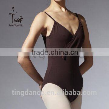 Adult ballet camisole gymnastics leotard with drawsttring front