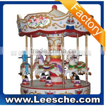 Kiddie horse ride rotating carousel electronic coin operated 6 seats kiddie rides