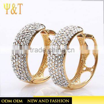 2016 Fashion gold plated jewelry love knot shaped double sided round earrings