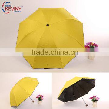 Sun Umbrella Black Coated With UV Protect 3 Folding Umbrella Made by Chinese Umbrella Manufacturer photo-4