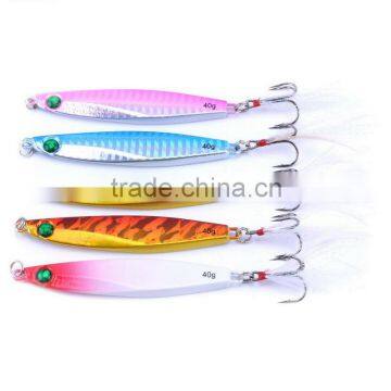 8.7cm 40g Sea fishing lure lead fish jig luminous belly hard bait fishing lure with hook