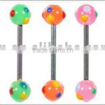 Colourful acrylic tongue barbell rings body piercing jewelry