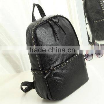 2016 Most popular wicker zipper waterproof backpack and Rivets shoulder bag