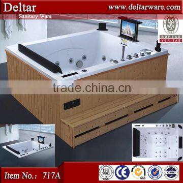 outdoor bathtub wood, hot sale freestanding SPA bathtub with surf nozzle for pinprick 10, body relax big bathtub