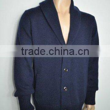 100%cashmere Men's long sleeve V Neck Cardigan