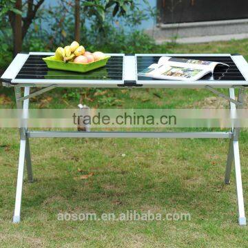 Outsunny Roll Up Top Aluminum Camp Portable Camping Picnic Table w/ Carrying Bag - 45" x 28" - Black