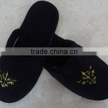 Disposable Luxury Black Disposable Slipper With Brand Logo For Hotel