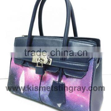 SMART CASUAL LADIES HANDBAGS, TOP HANDLE HANDBAGS WITH ADJUSTABLE SHOULDER STRAP, HIGH QUALITY GENUINE STINGRAY BAGS photo-4