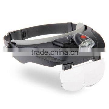 Kawachi 4 Lens Hands Free Head Magnifying Glass Magnifier LED Light Loupe photo-3