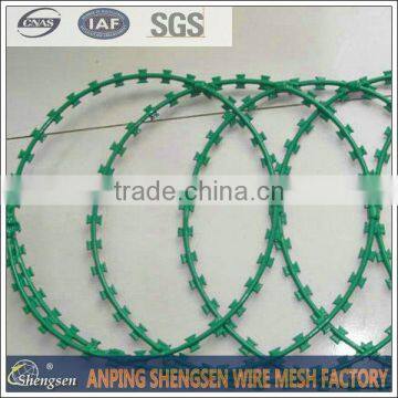 production and whosale plastic concertina razor blade barbed wire with pallet