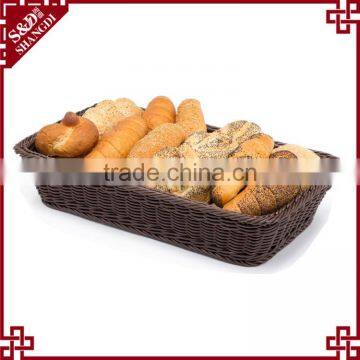 Classic and durable food grade plastic wicker hand woven bread basket for bakery display