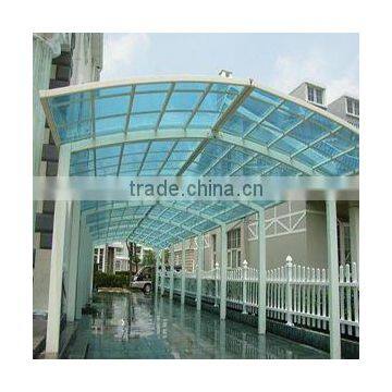 Polycarbonate hollow sheet covering steel structure carport