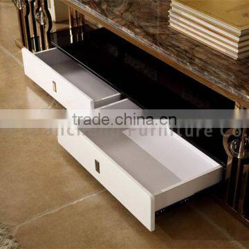 Luxury Stone Top Modern Iron TV Stand photo-4