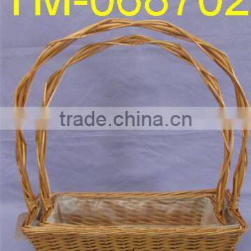 Large Rectangular Willow Basket with Long Handle