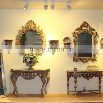 Mirror Bedside Console Table With Marble Top Luxury photo-5