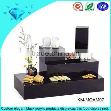 Custom 3 Tiers Red Acrylic Dessert Food Display Buffet Stand for Wedding
