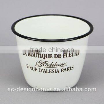 ROUND ENAMEL IRON STORAGE CANISTER