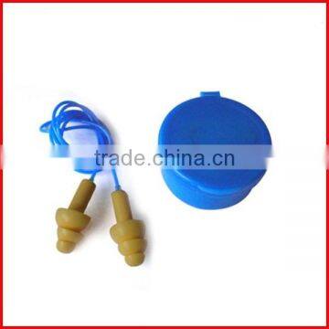 Noiseproof silicone ear plug with cord and string