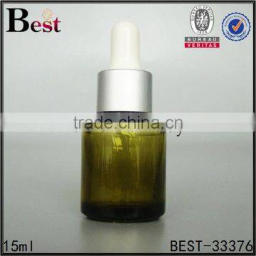 China Fancy High Quality Frosted 15ml Glass Essential Oil Bottle Gold Aluminum Dropper Bottle Glass Cosmetic Packaging photo-5