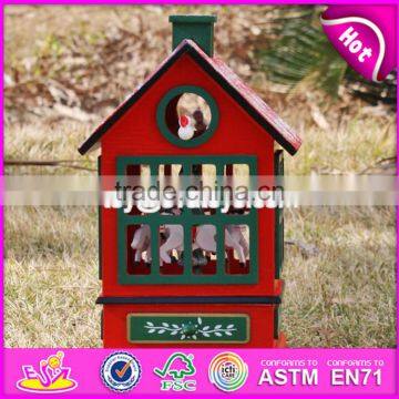 New Design Red House Shape Christmas Wooden Music Box W07B023B photo-5