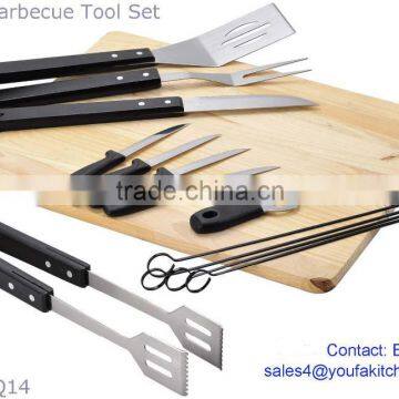 14-Pieces BBQ Tool Set With Pine Wood Cutting Board