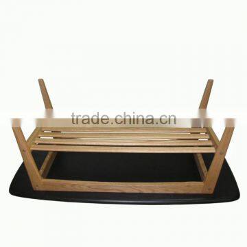 OAK Wood Oval Coffee Table With DARK Top photo-1