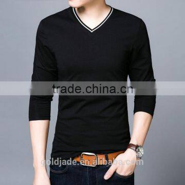 China Factory V Neck Blank Good Quality Long Sleeve Cotton Inner T Shirt In Bulk Sales photo-2