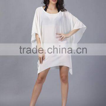 2017 Holiday Sexy transparent Batwing Sleeve Loosed Ladies Beach tops