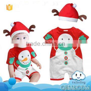Custom children's boutique clothing christmas deer bedding outfit korean summer children boy clothing sets wth hat