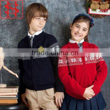 2016 new design 100%cotton primary school uniform designs sweaters