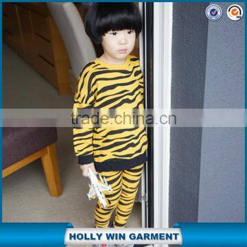 New design yellow tiger stripes children soft clothing set