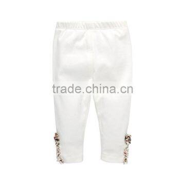 100%Cotton Baby Long Pants White Knitted Pants For Baby Girl photo-2