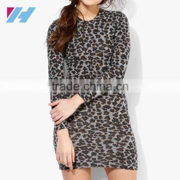 YIHAO FALL Fashion Ladies Western Dress Designs Floral Crochet Dress Long sleeve Bodycon Mini Dress