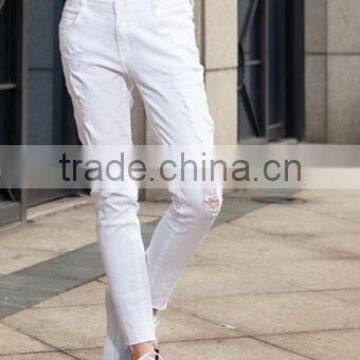 Runwaylover EY0621P Custom Newest Fashion Stretch White Holes Denim Jeans Women Negotiate Price photo-2