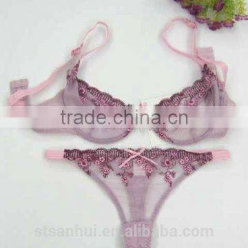 Ladies transparent bra panty set new design sexy fancy lingerie see through ladies underwear