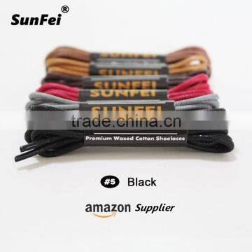 Official Sneaker Round Black Waxed Laces-up Soft Shoelaces All sizes for Luxurious Leather Sneakers - amazon/eBay Supplier