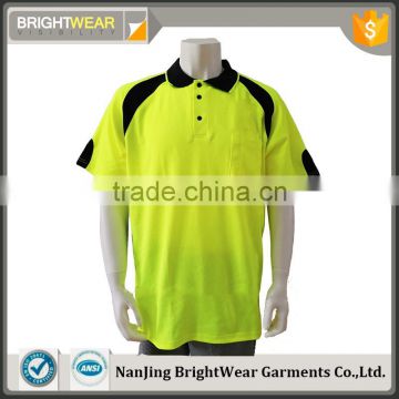 T/C contrast color safety custom printing pique reflective hi vis protective polo shirt