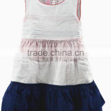 Latest Baby Cotton Frocks Designs Sleevess Tiered Bow Kids Dress