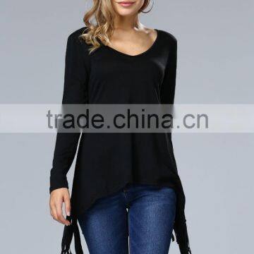 Fashion Blouse Back Lace Design Long Sleeve Korean Blouse For Wholesale 2017 photo-5