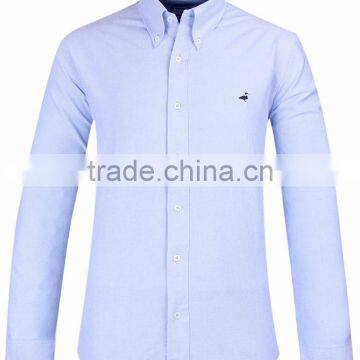 2017 New Blue Oxford Men's Long Sleeve Casual Shirt Wholesale photo-2