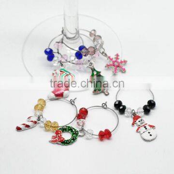 Cheap Wholesale Bar Accessories Table Decorations Christmas Wine Glass Charms Rings With Box