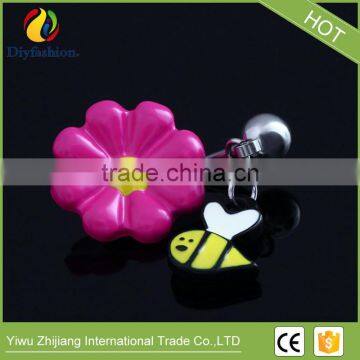 Cute Animal Stainless Steel Flower Honey Body Piercing Belly Ring